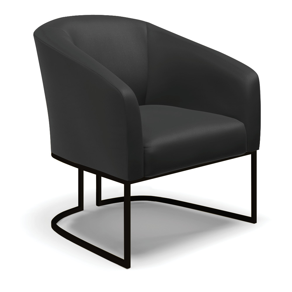 Poltrona Stella Corino Preto Base Metálica Industrial Preto - D'Rossi