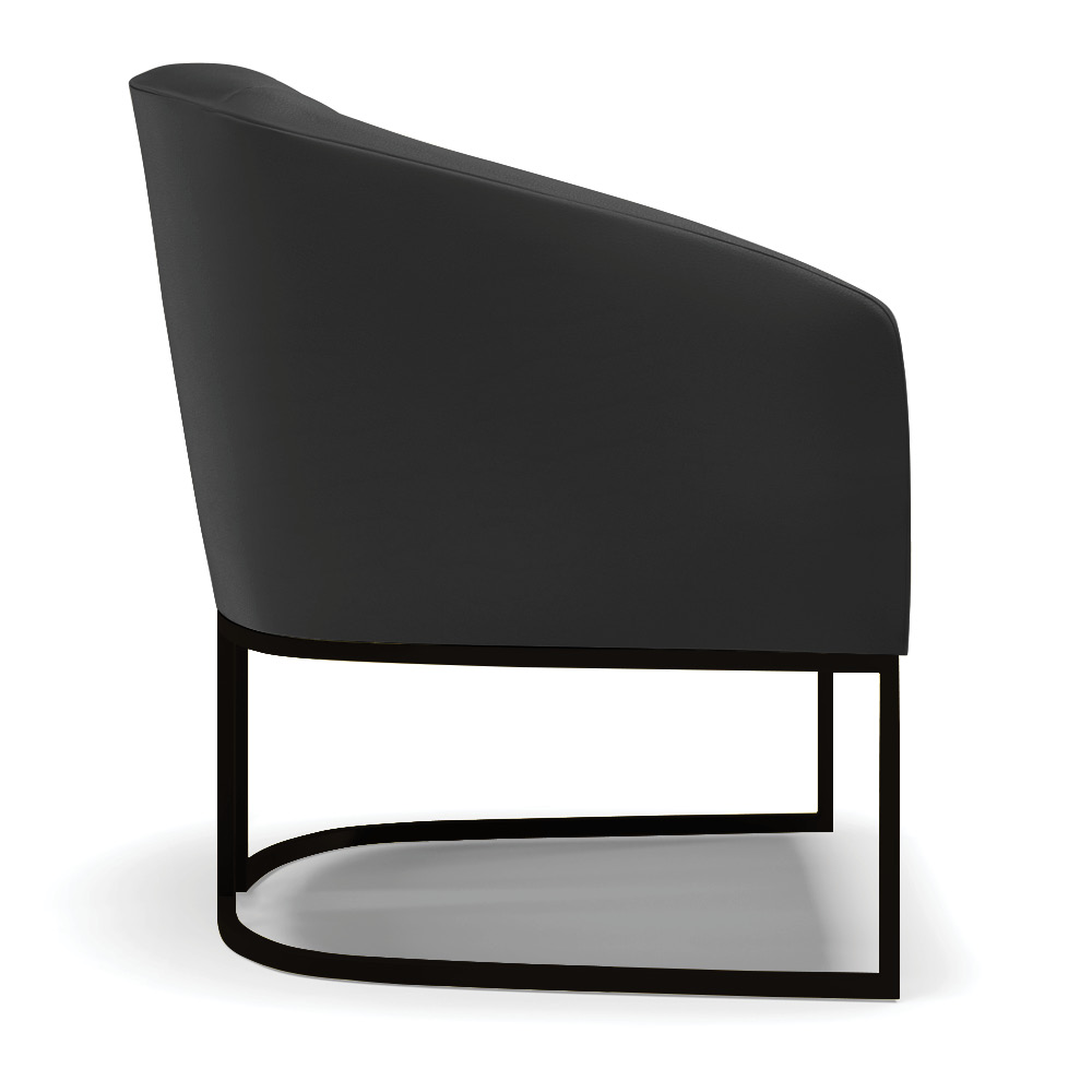 Poltrona Stella Corino Preto Base Metálica Industrial Preto - D'Rossi