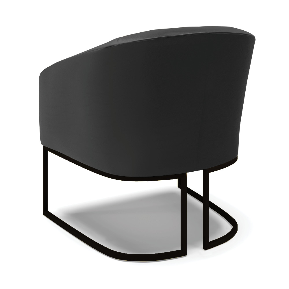 Poltrona Stella Corino Preto Base Metálica Industrial Preto - D'Rossi
