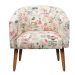 Poltrona Stella Estampado Retrô Rosa D61 Pés Palito Castanho - D'Rossi