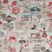 Poltrona Stella Estampado Retrô Rosa D61 Pés Palito Castanho - D'Rossi