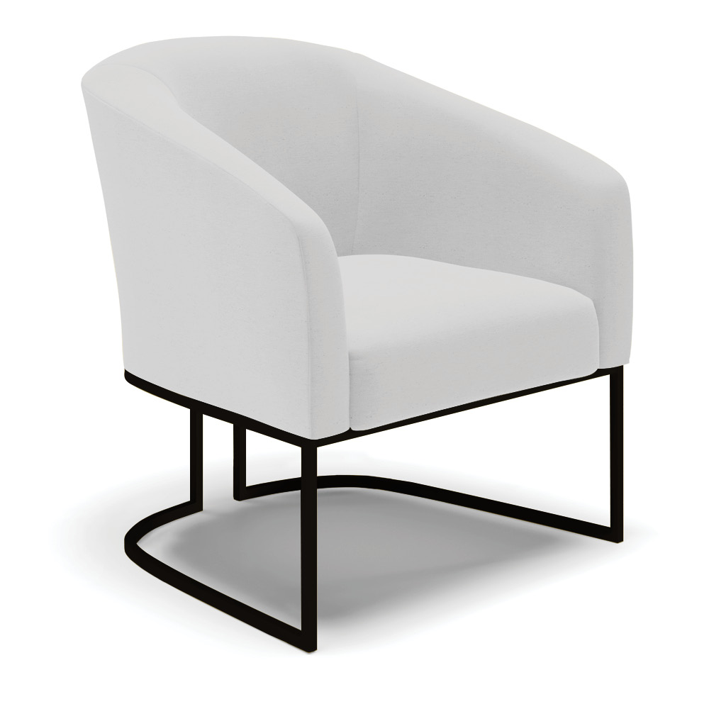 Poltrona Stella Linho Cinza A05 Base Metálica Industrial Preto - D'Rossi