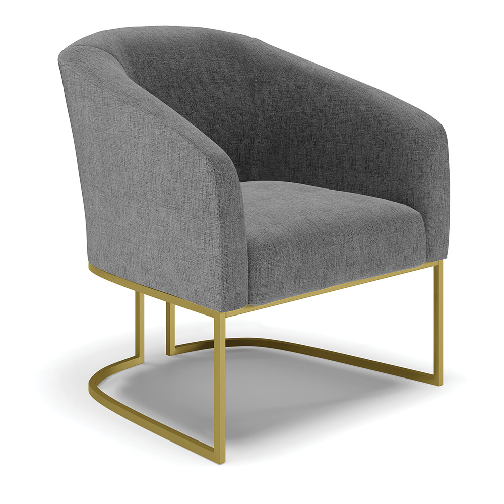 Poltrona Stella Linho Grafite A26 Base Metálica Industrial Dourado - D'Rossi