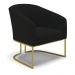 Poltrona Stella Linho Preto A79 Base Metálica Industrial Dourado - D'Rossi