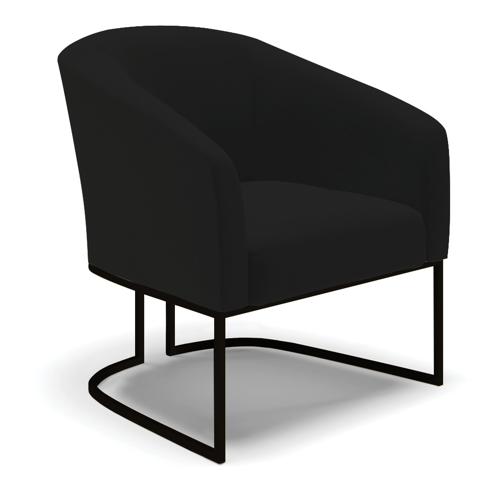 Poltrona Stella Linho Preto A79 Base Metálica Industrial Preto - D'Rossi