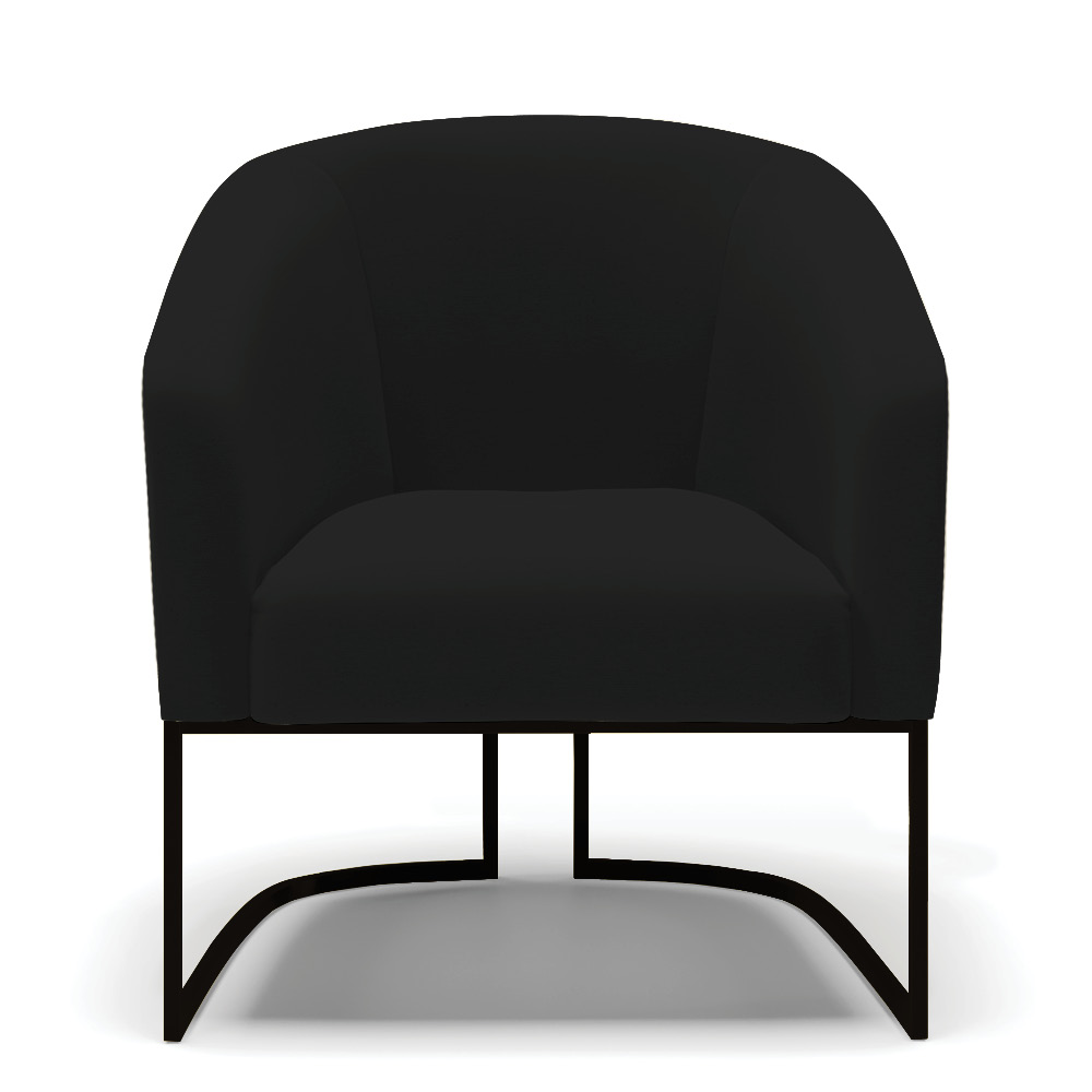 Poltrona Stella Linho Preto A79 Base Metálica Industrial Preto - D'Rossi