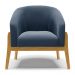 Poltrona Stella Suede Azul Marinho Base Madeira Castanho - D'Rossi