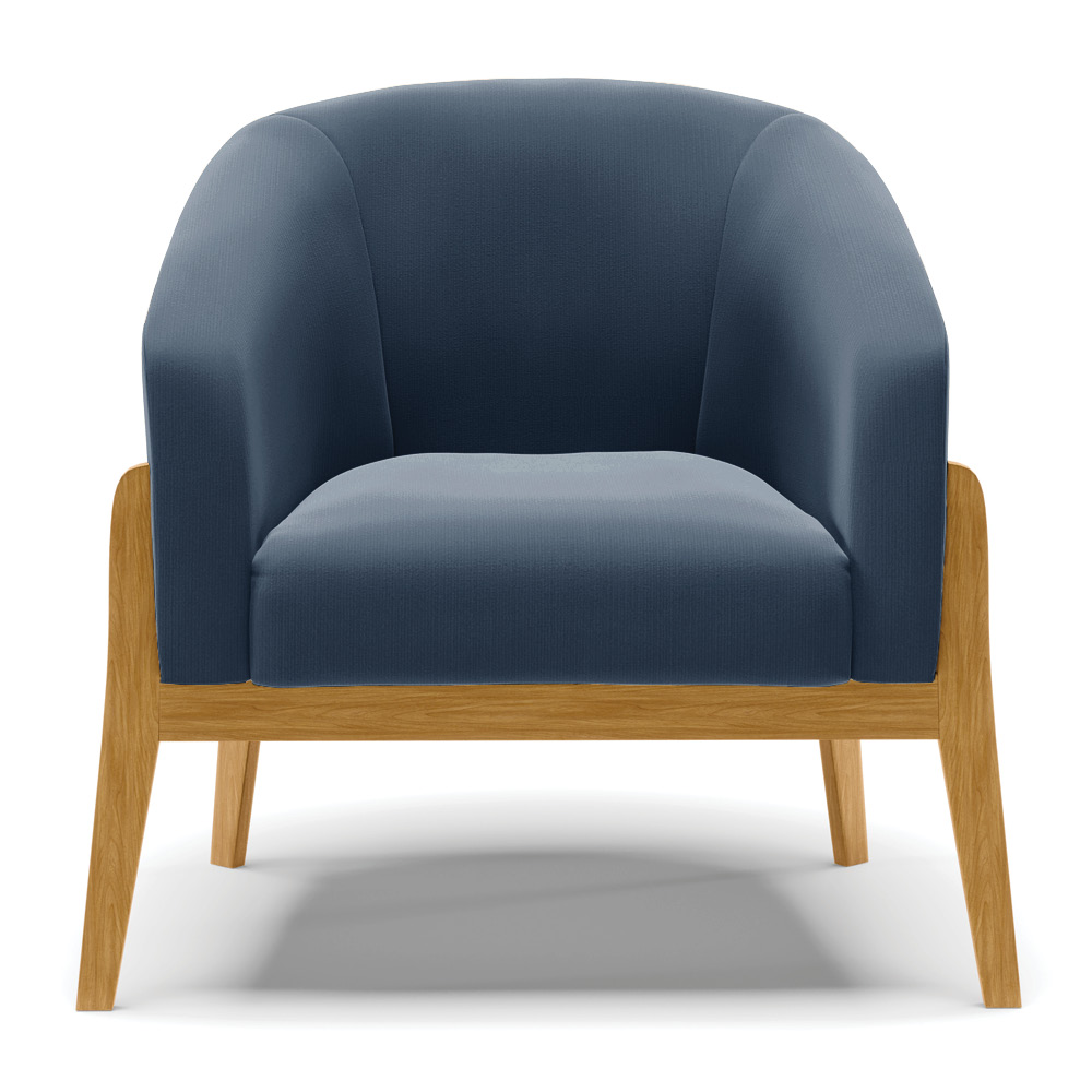 Poltrona Stella Suede Azul Marinho Base Madeira Castanho - D'Rossi
