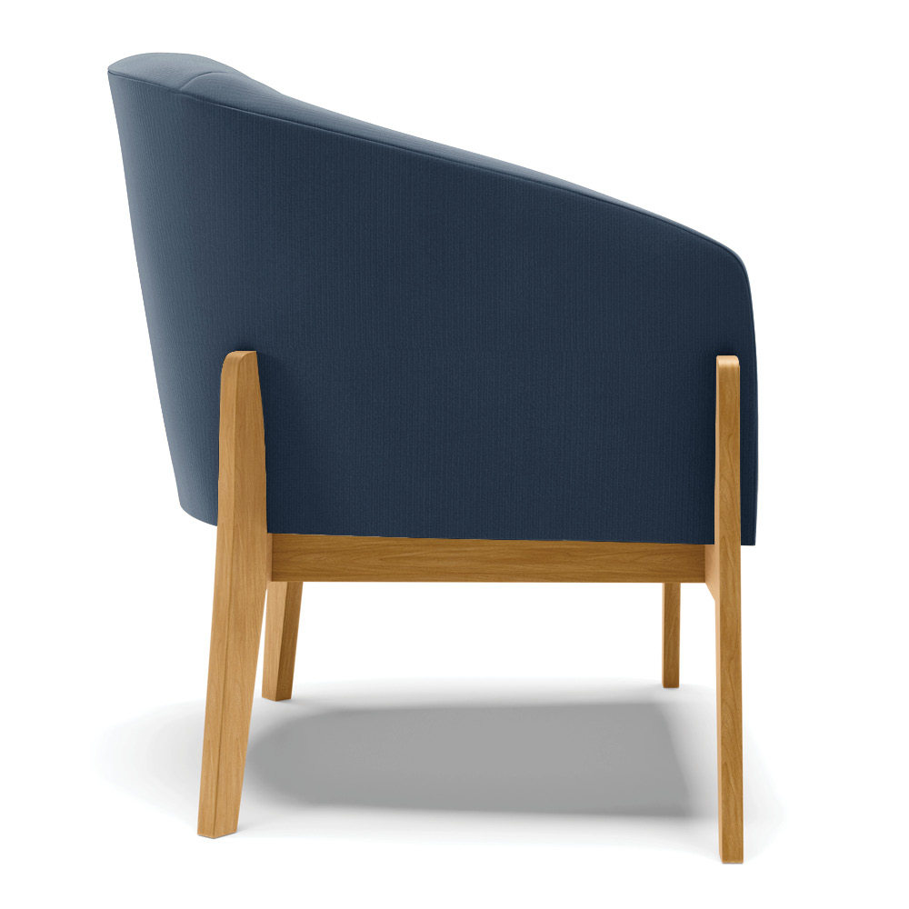 Poltrona Stella Suede Azul Marinho Base Madeira Castanho - D'Rossi
