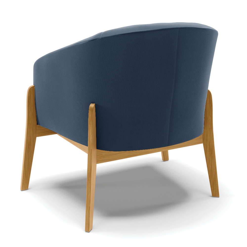 Poltrona Stella Suede Azul Marinho Base Madeira Castanho - D'Rossi