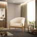 Poltrona Stella Suede Bege Base Madeira Castanho - D'Rossi