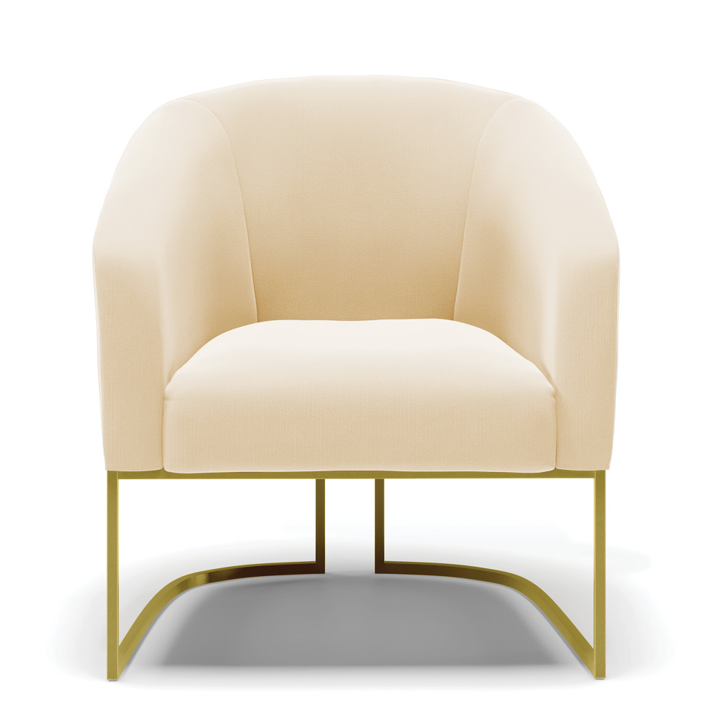 Poltrona Stella Suede Bege Base Metálica Industrial Dourado - D'Rossi