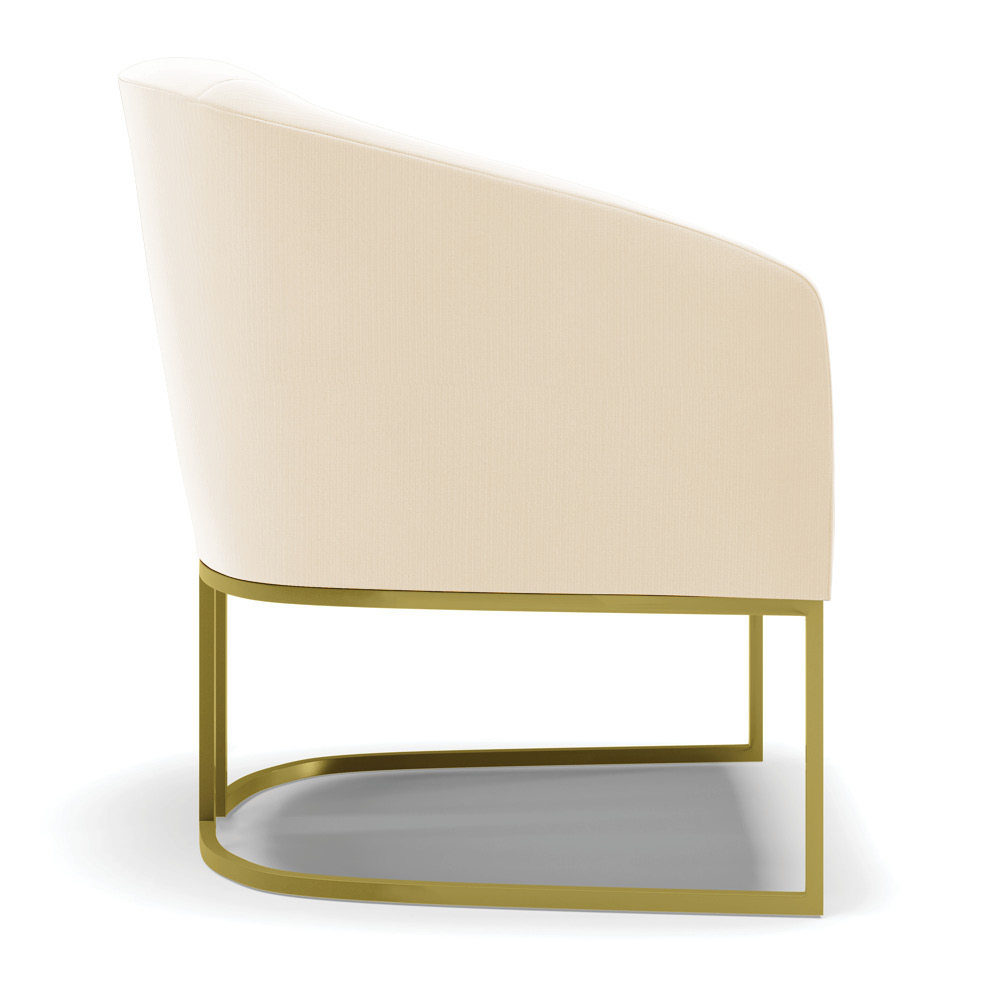 Poltrona Stella Suede Bege Base Metálica Industrial Dourado - D'Rossi