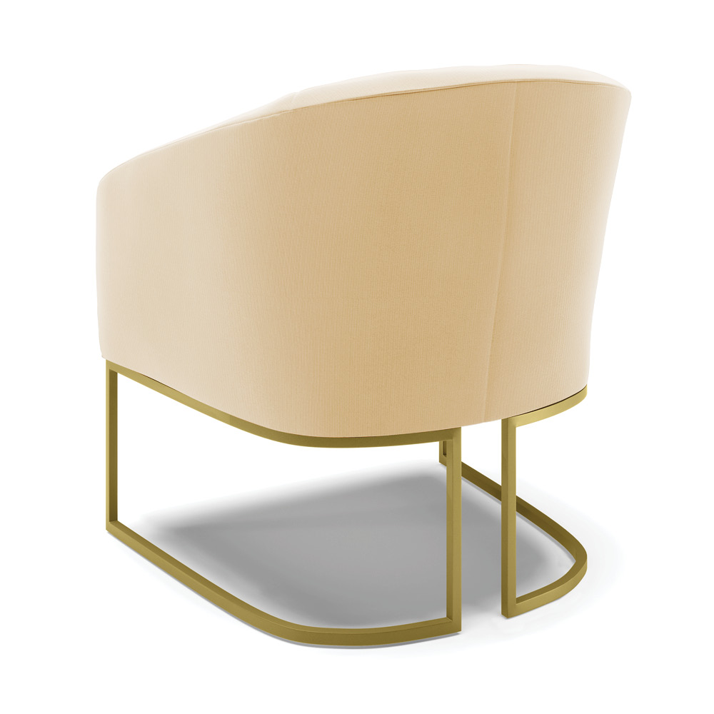 Poltrona Stella Suede Bege Base Metálica Industrial Dourado - D'Rossi