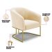 Poltrona Stella Suede Bege Base Metálica Industrial Dourado - D'Rossi
