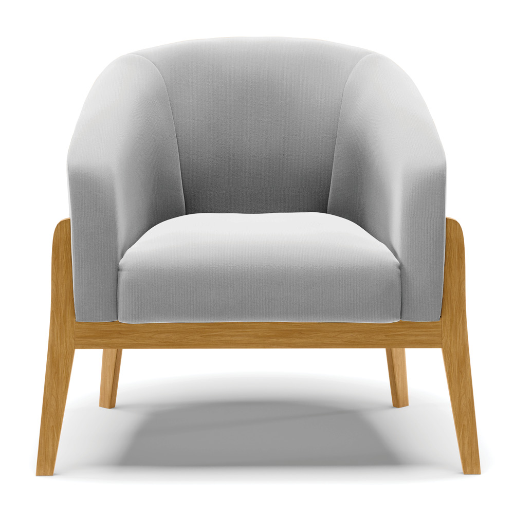 Poltrona Stella Suede Cinza Base Madeira Castanho - D'Rossi