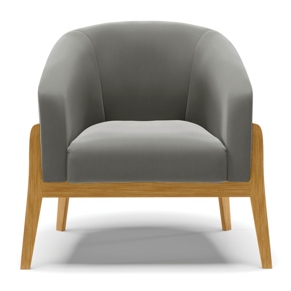 Poltrona Stella Suede Grafite Base Madeira Castanho - D'Rossi