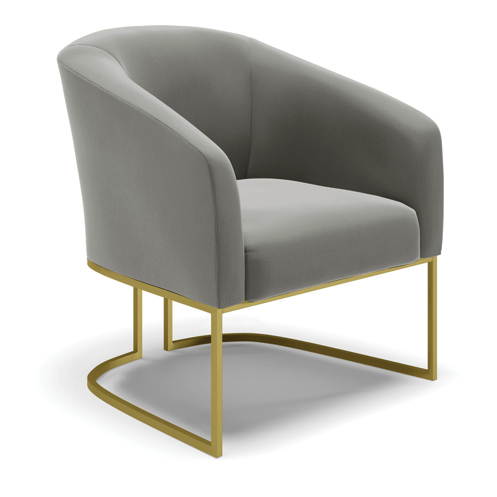 Poltrona Stella Suede Grafite Base Metálica Industrial Dourado - D'Rossi