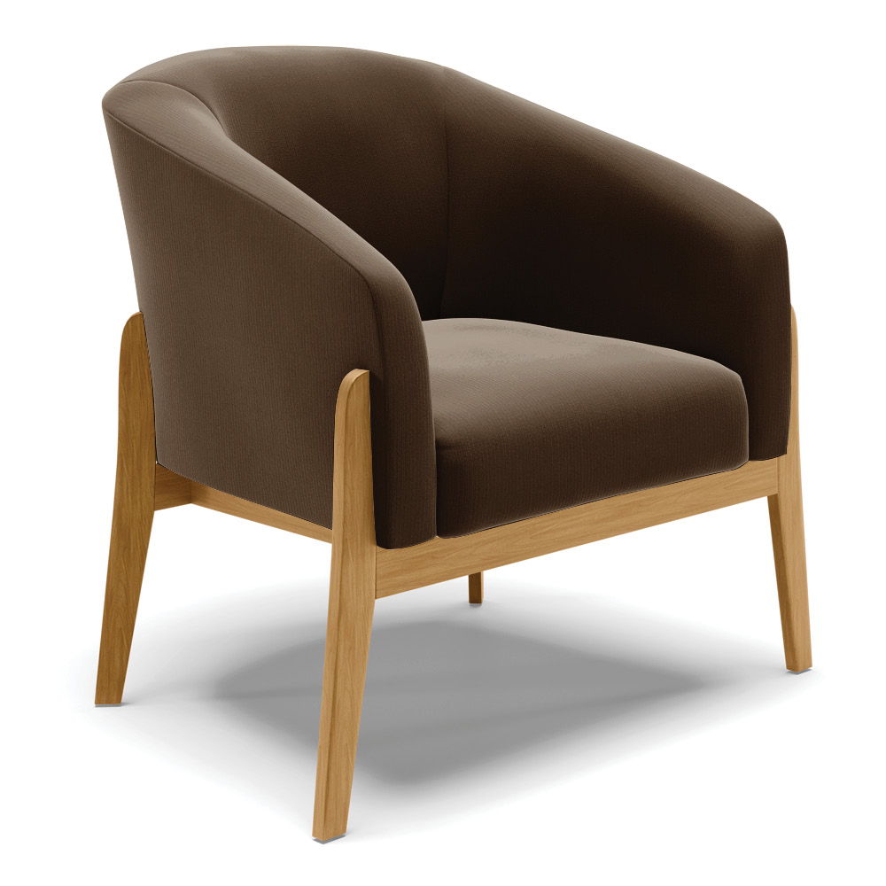 Poltrona Stella Suede Marrom Base Madeira Castanho - D'Rossi