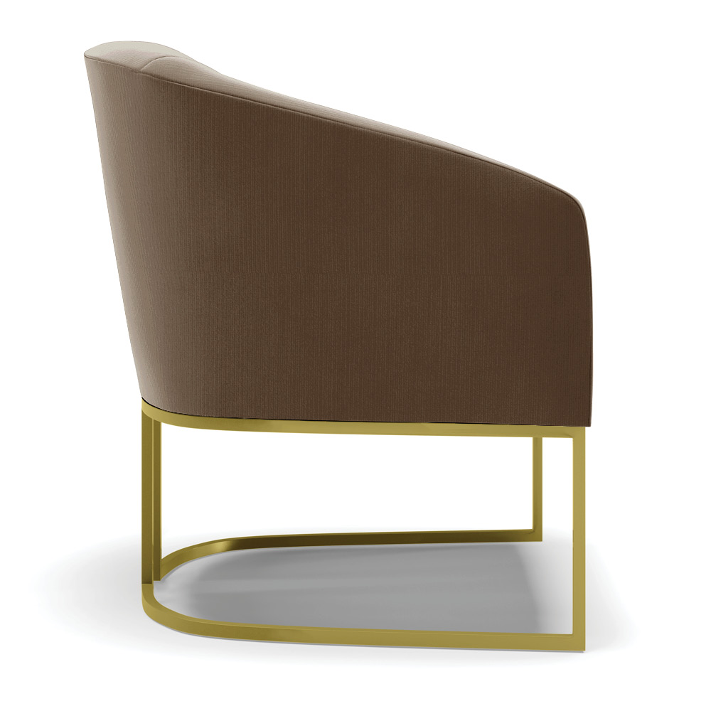 Poltrona Stella Suede Marrom Base Metálica Industrial Dourado - D'Rossi
