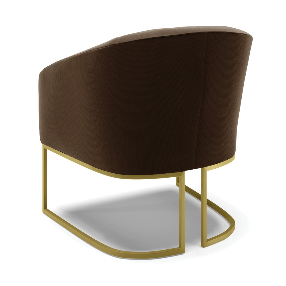 Poltrona Stella Suede Marrom Base Metálica Industrial Dourado - D'Rossi
