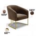 Poltrona Stella Suede Marrom Base Metálica Industrial Dourado - D'Rossi