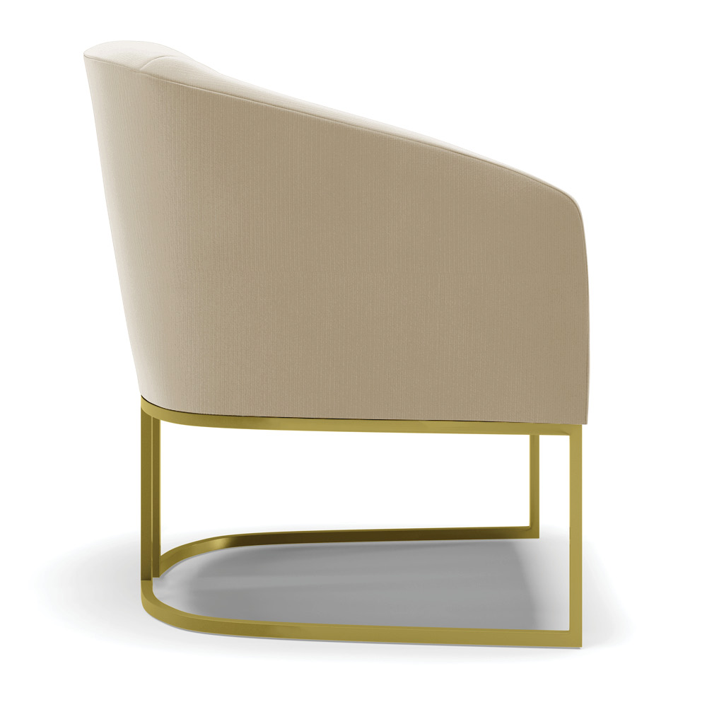 Poltrona Stella Suede Marrom Rato Base Metálica Industrial Dourado - D'Rossi