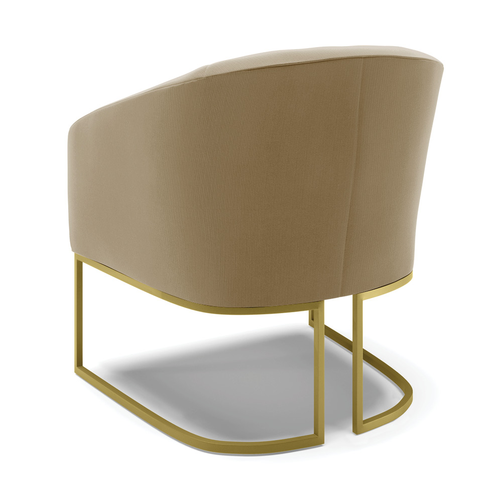 Poltrona Stella Suede Marrom Rato Base Metálica Industrial Dourado - D'Rossi