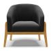 Poltrona Stella Suede Preto Base Madeira Castanho - D'Rossi