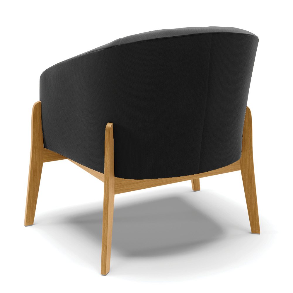 Poltrona Stella Suede Preto Base Madeira Castanho - D'Rossi