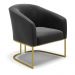 Poltrona Stella Suede Preto Base Metálica Industrial Dourado - D'Rossi