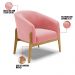 Poltrona Stella Suede Rosê Base Madeira Castanho - D'Rossi