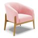 Poltrona Stella Suede Rosa Bebê Base Madeira Castanho - D'Rossi