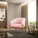 Poltrona Stella Suede Rosa Bebê Base Madeira Castanho - D'Rossi
