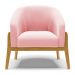 Poltrona Stella Suede Rosa Bebê Base Madeira Castanho - D'Rossi