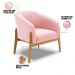 Poltrona Stella Suede Rosa Bebê Base Madeira Castanho - D'Rossi