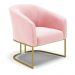 Poltrona Stella Suede Rosa Bebê Base Metálica Industrial Dourado - D'Rossi
