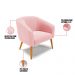 Poltrona Stella Suede Rosa Bebê Pés Palito Castanho D'Rossi