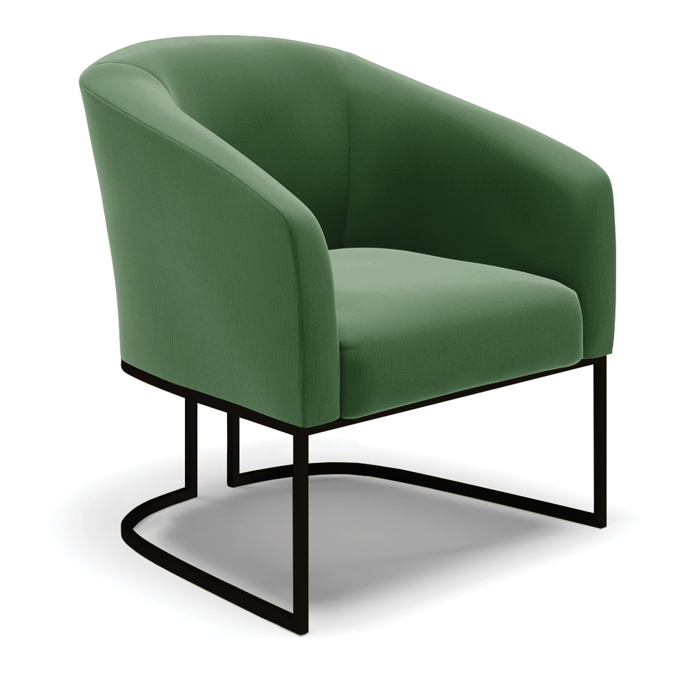 Poltrona Stella Suede Verde Base Metálica Industrial Preto - D'Rossi