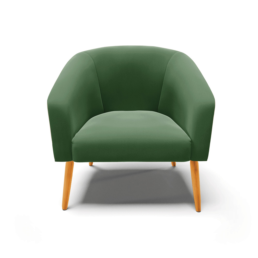Poltrona Stella Suede Verde Pés Palito Castanho - D'Rossi