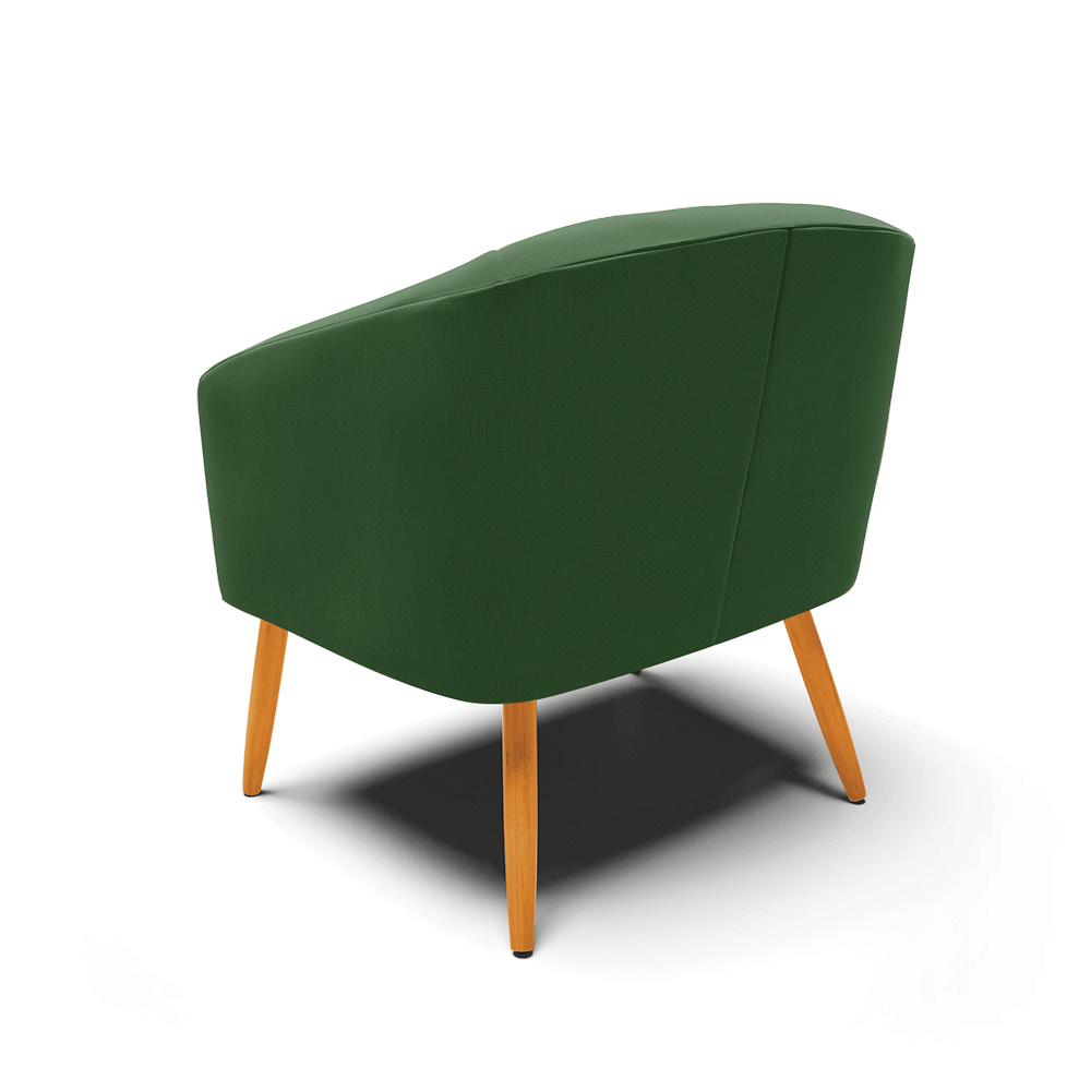 Poltrona Stella Suede Verde Pés Palito Castanho - D'Rossi