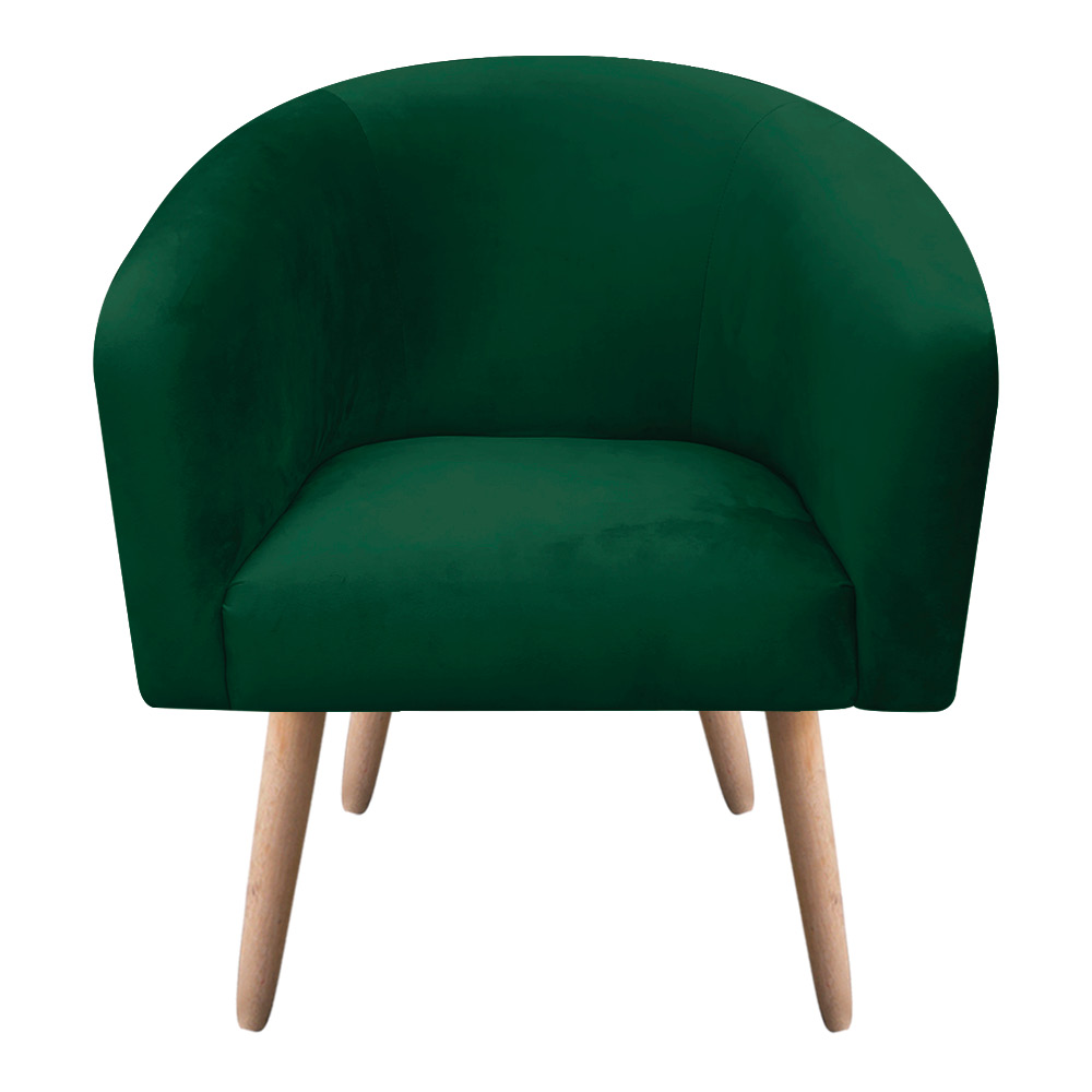 Poltrona Stella Suede Verde Pés Palito Natural - D'Rossi