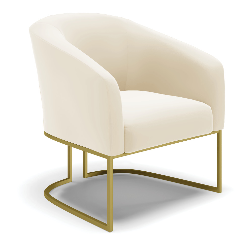 Poltrona Stella Veludo Base Metálica Industrial Dourado - D'Rossi