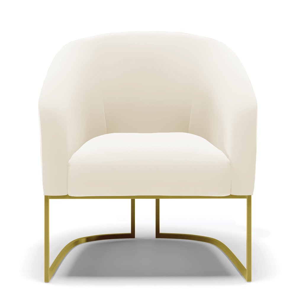 Poltrona Stella Veludo Bege Base Metálica Industrial Dourado - D'Rossi