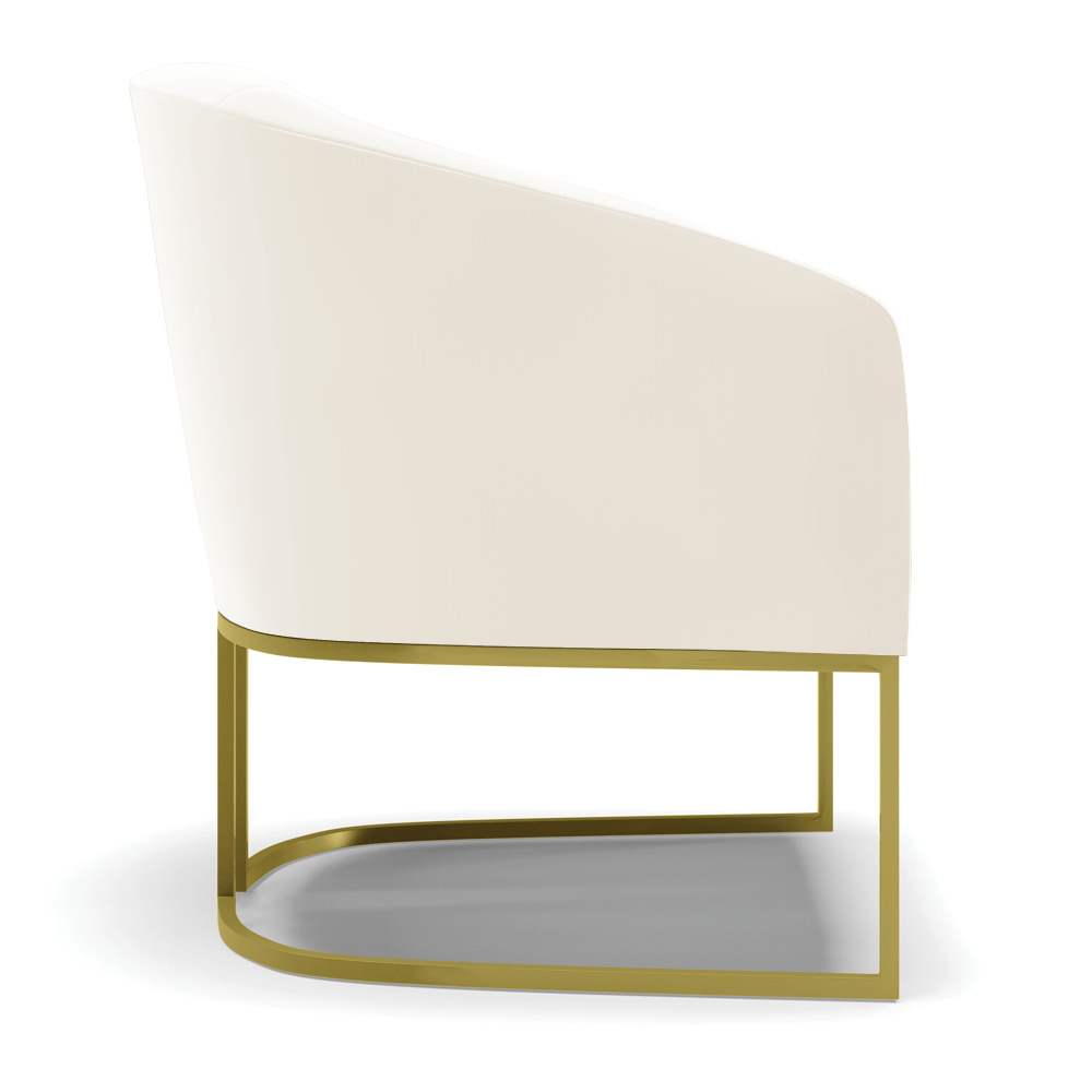 Poltrona Stella Veludo Bege Base Metálica Industrial Dourado - D'Rossi