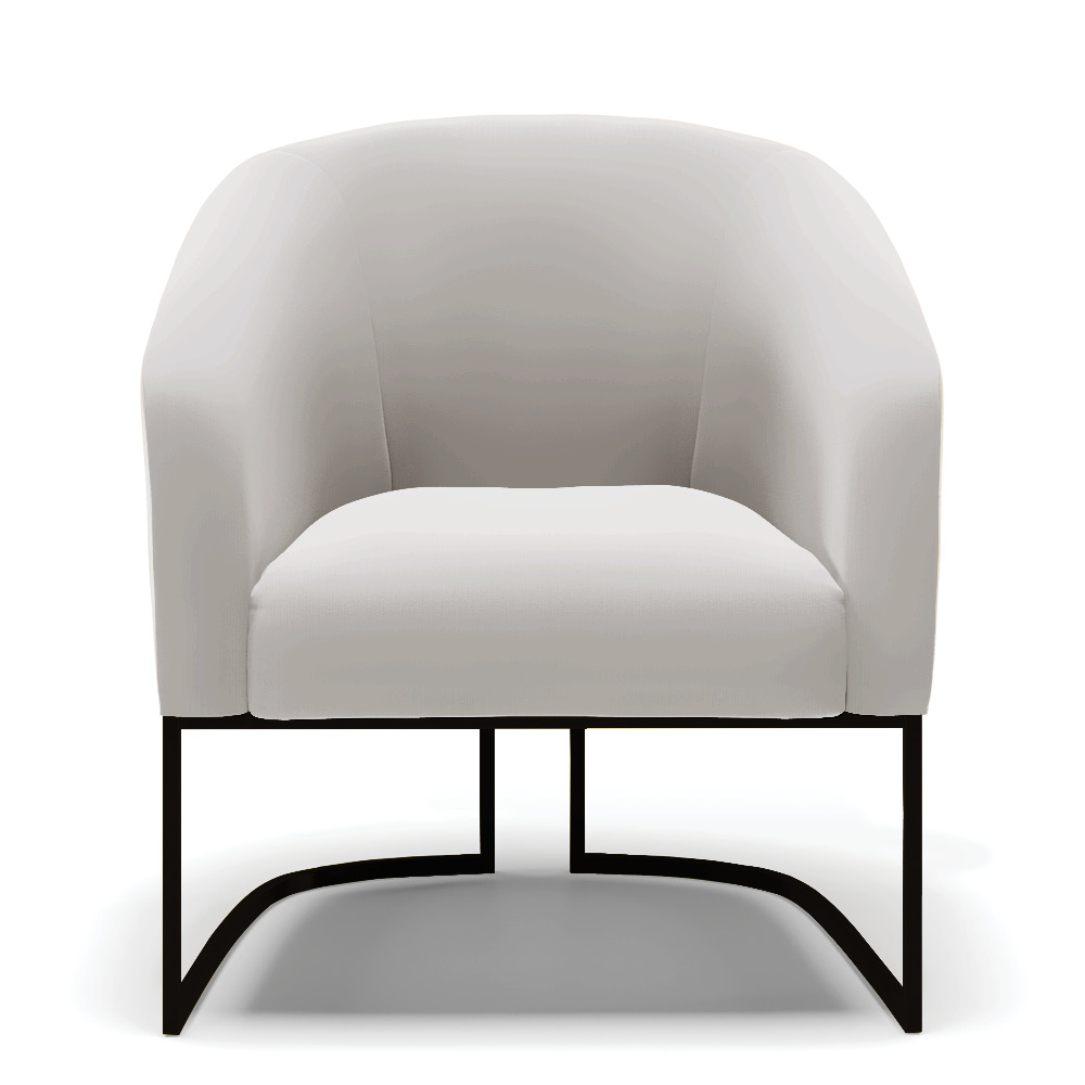 Poltrona Stella Veludo Cinza Base Metálica Industrial Preto - D'Rossi
