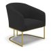 Poltrona Stella Veludo Preto Base Metálica Industrial Dourado - D'Rossi