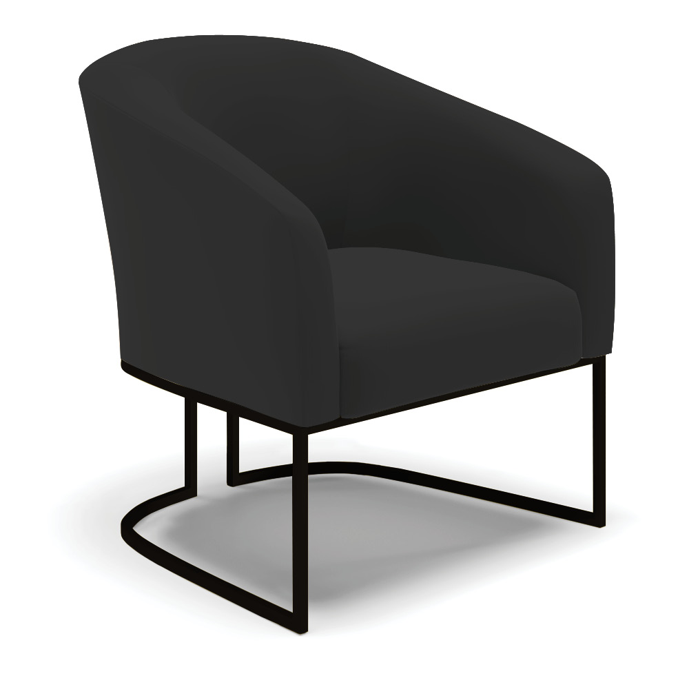 Poltrona Stella Veludo Preto Base Metálica Industrial Preto - D'Rossi