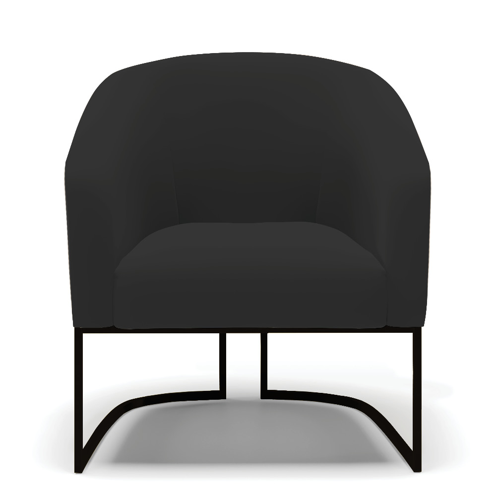 Poltrona Stella Veludo Preto Base Metálica Industrial Preto - D'Rossi