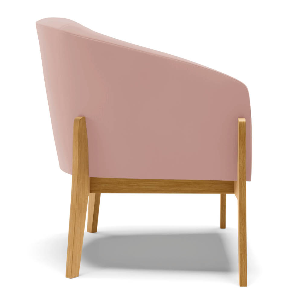 Poltrona Stella Veludo Rosê Base Madeira Castanho - D'Rossi